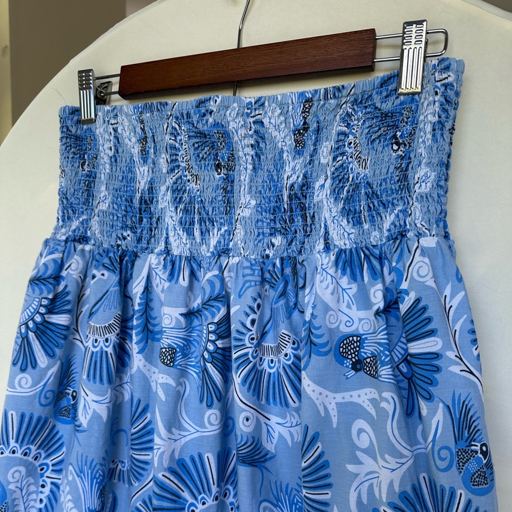 Sail to Sable CK Bradley Tiered Ruched Midi Skirt in Blue Bradley, size - Picture 3 of 7